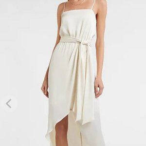 Satin Belted Hi-Lo Maxi Dress